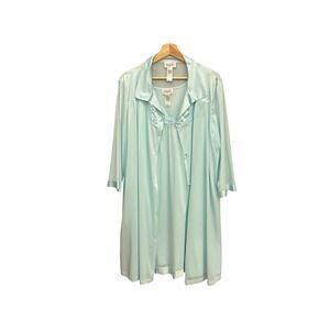 Vintage Vanity Fair Aqua Nylon Peignoir Set Robe Nightgown Lingerie Retro